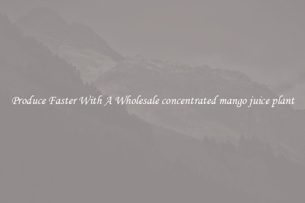 Produce Faster With A Wholesale concentrated mango juice plant
